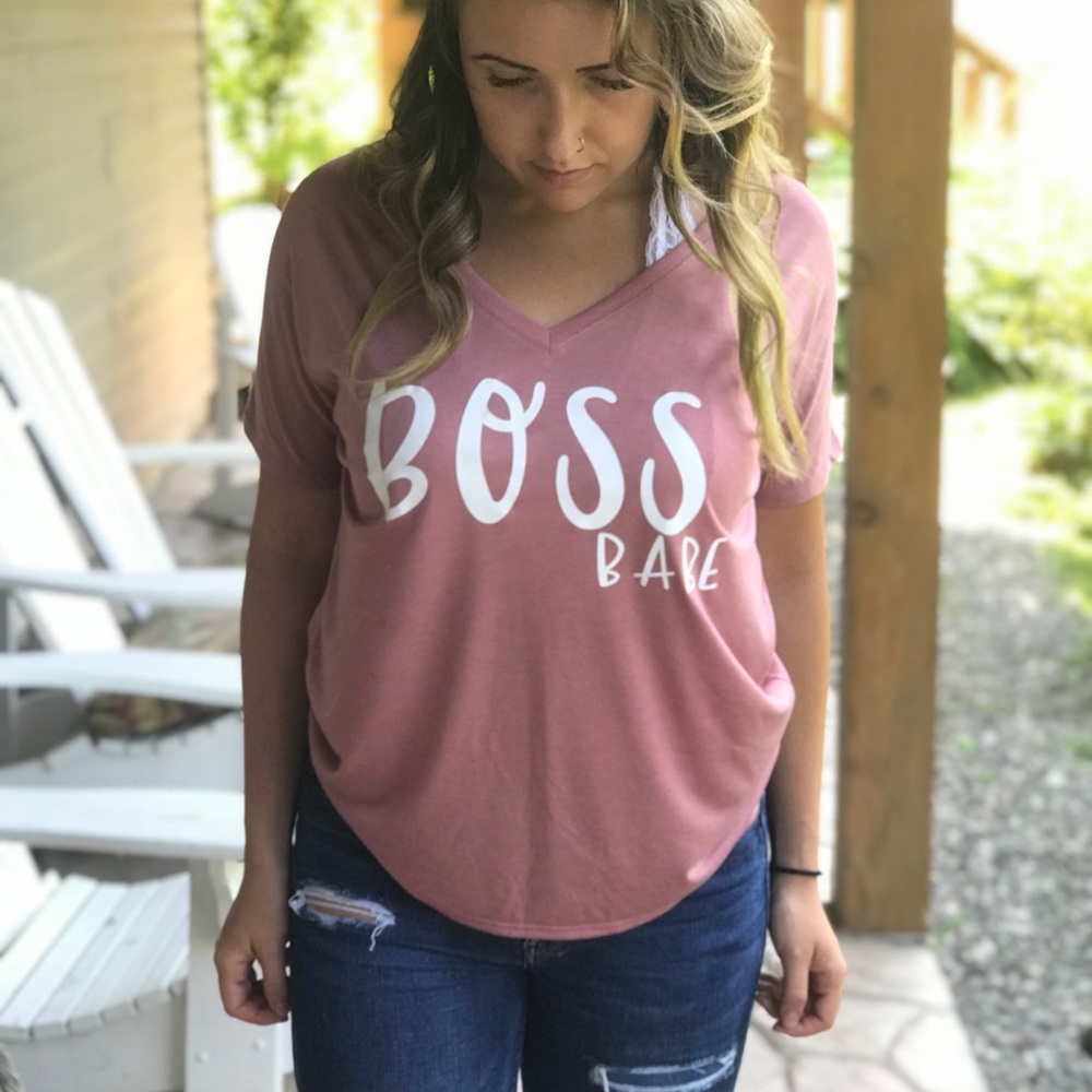 Boss Babe Flowy V-Neck Tee - Picture 4 of 6